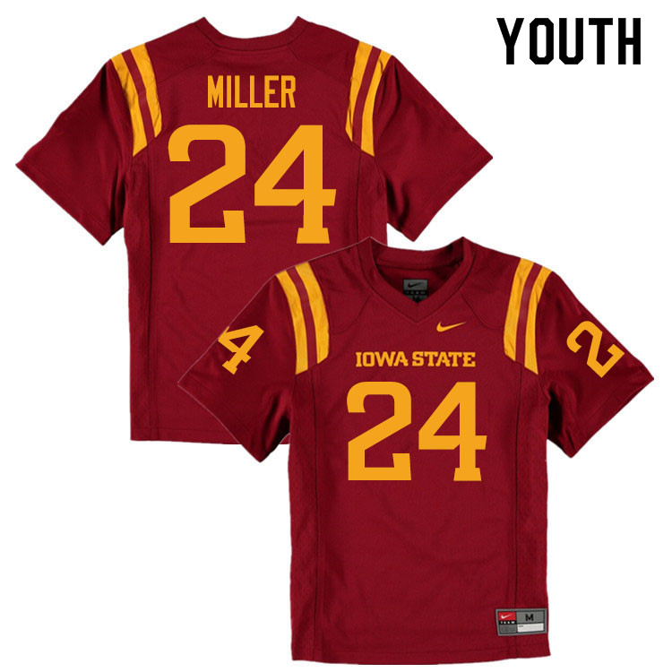 Youth #24 D.J. Miller Iowa State Cyclones College Football Jerseys Sale-Cardinal